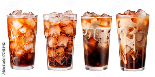 ice coffee. cocktail with cold coffee, milk and ice. isolated