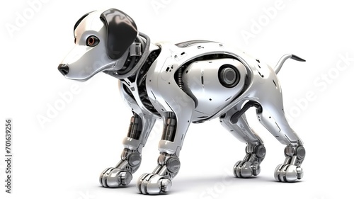 Cute dog robot funny puppy robotic animal isolated on white background  Future technologies  ai generated 