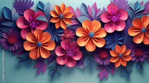 Colorful Paper Style Flowers