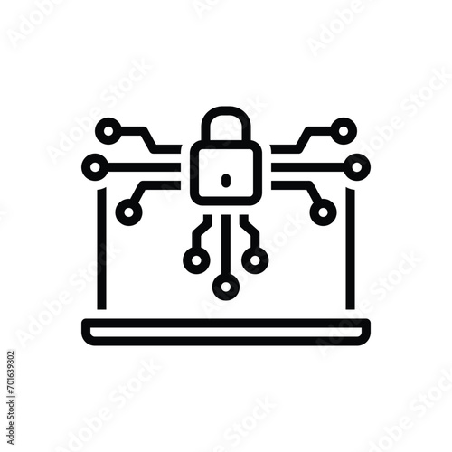 Black line icon for encryption 