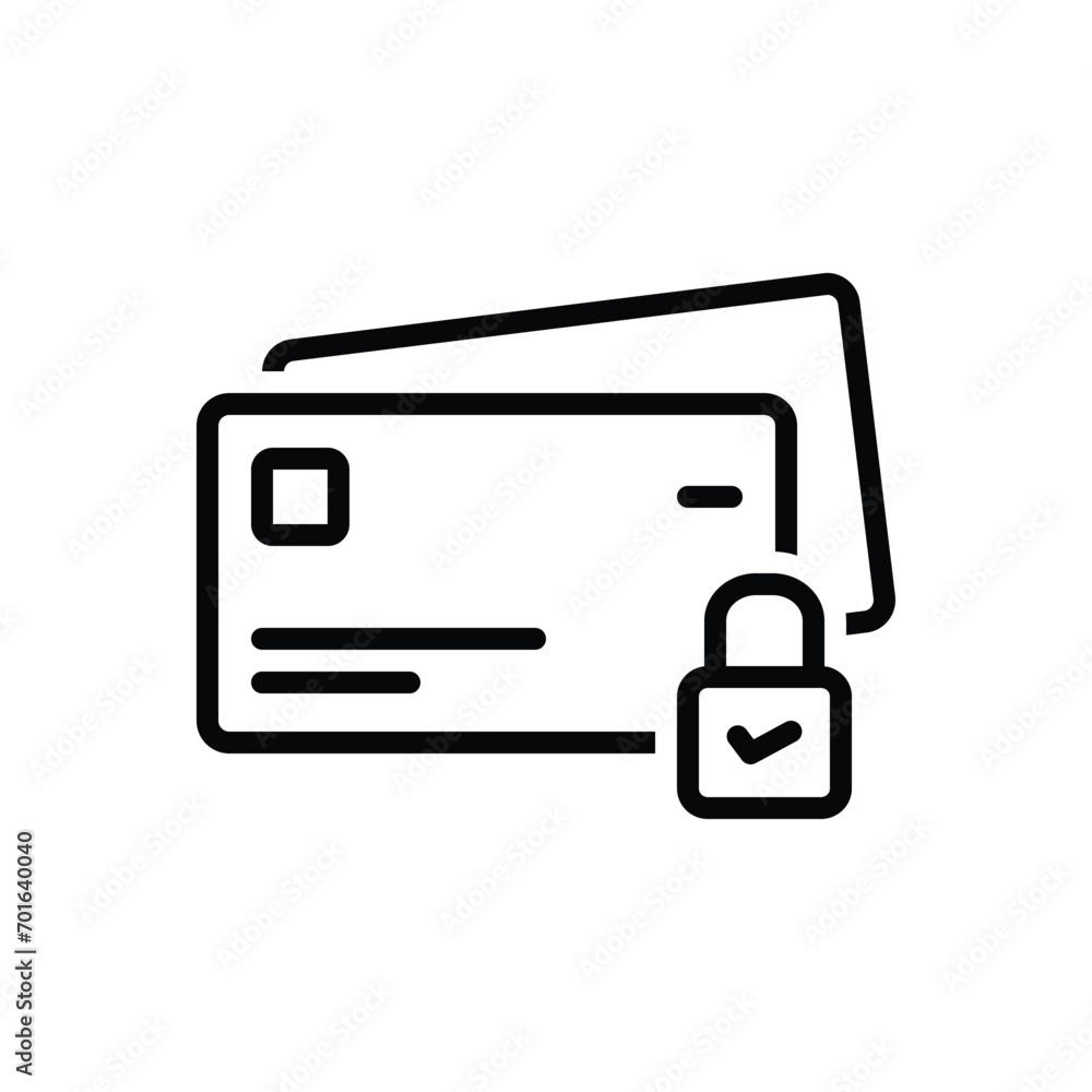 Black line icon for secured payment Black line icon for secured payment