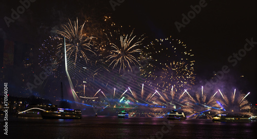 Fireworks at the Erasmusbrug in Rotterdam