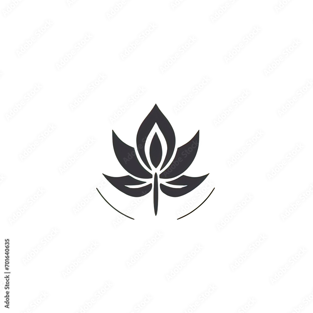 Design of minimalist logo featuring a flower in black 