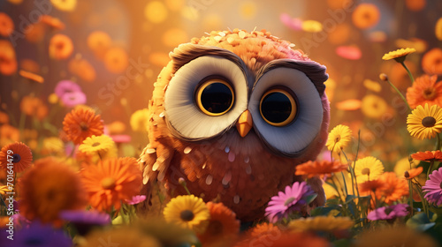 Cartoon cute owl illustration picture 