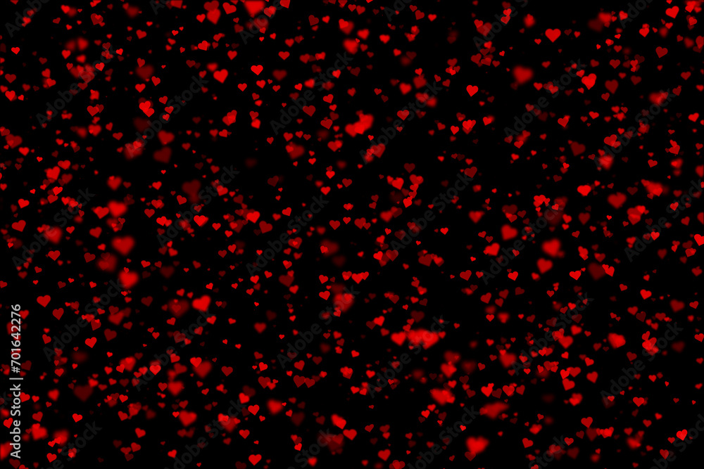 Blurred red heart shapes on black illustration background. Blurred red heart shapes on black illustration background.