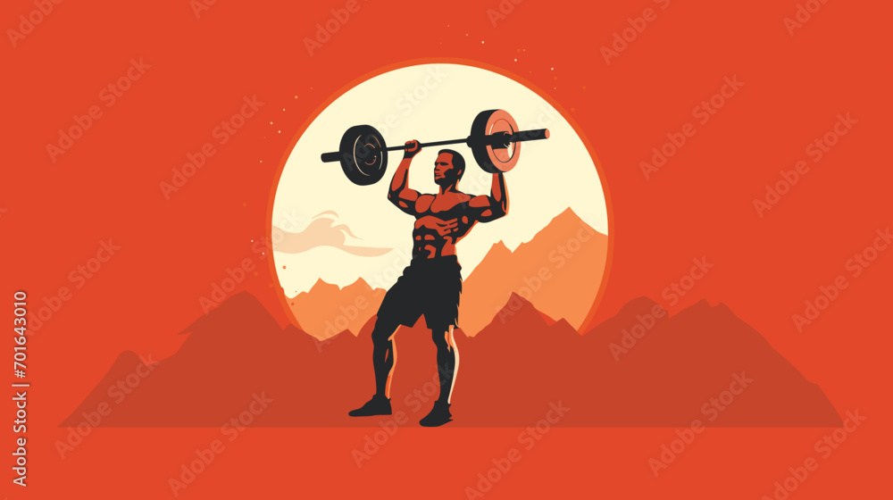 Naklejka premium strength and determination of gym-goers in a vector scene featuring weightlifting and strength training. 