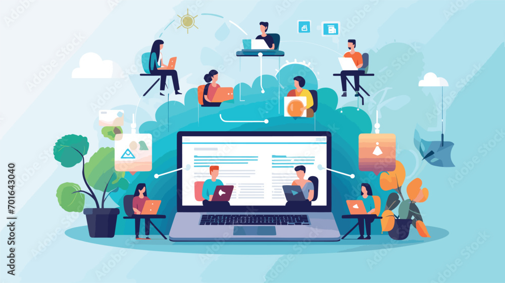 modern work culture with a focus on virtual collaboration. Depict ...
