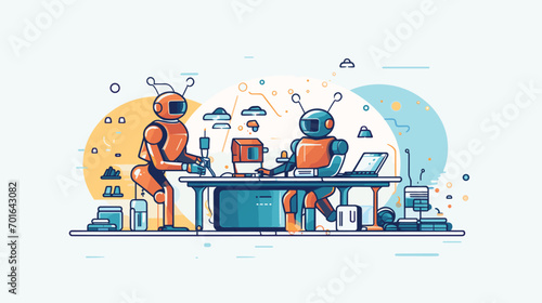 future landscape of robotics with a vector art piece that explores the evolution of robotic companions. robots designed for personal assistance