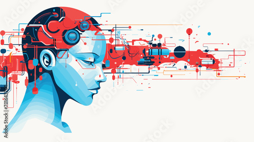 artificial intelligence and robotics with a vector art piece that explores the synergy between humans and machines. 