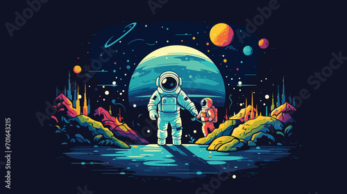 space tourism in a vector scene portraying commercial spacecraft and tourists experiencing the wonders of space. I
