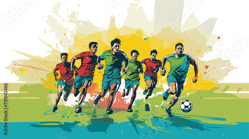 football in a vector art piece showcasing young players practicing, participating in youth leagues, and dreaming of future success