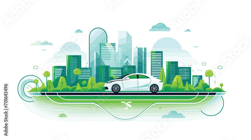 future of transportation with a vector art piece illustrating the integration of electric and autonomous vehicles