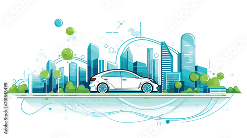 future of transportation with a vector art piece illustrating the integration of electric and autonomous vehicles