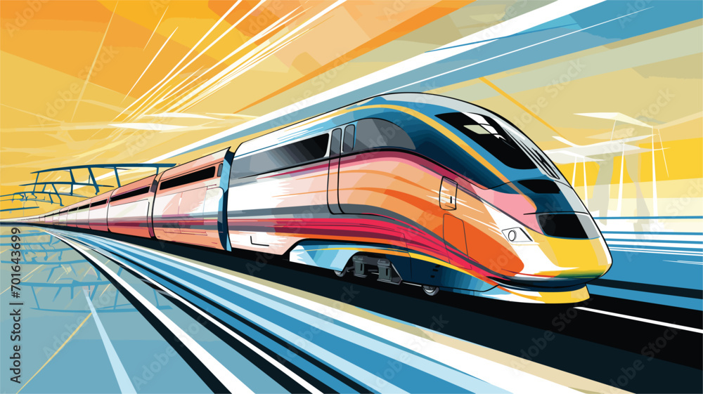 Fototapeta premium high-speed capabilities of electric trains in a vector art piece showcasing trains racing along electrified tracks. 