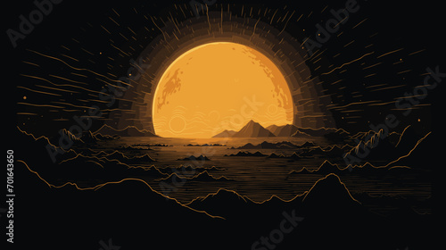 mesmerizing beauty of a solar eclipse in a vector art piece. the moon gracefully passing in front of the sun, casting a shadow that creates a celestial spectacle on Earth. 