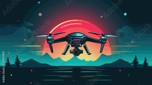 technological sophistication of drones in a vector art piece showcasing advanced features such as obstacle avoidance, GPS navigation, and stabilization systems.  photo