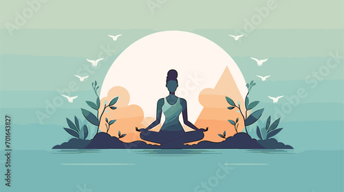 mindfulness and focus of gym enthusiasts practicing yoga or meditation within the gym setting.  finding balance and tranquility amidst the workout environment