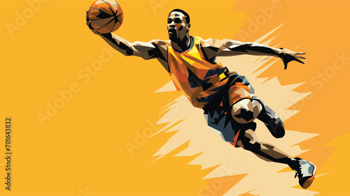 finesse and precision of basketball players in a vector art piece showcasing moments of expert shooting, accurate passing, and agile defense