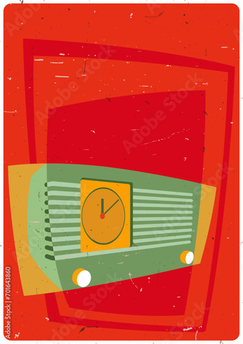Atomic Age Radio, Mid Century Modern Design, 1950s Colors and Shapes Background