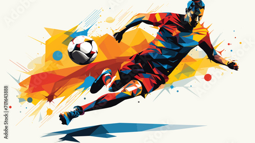football players in a vector art piece showcasing moments of skillful ball control, accurate passing, and strategic positioning.  photo