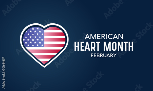 American heart month is observed every year in february. February is american heart month. Vector template for banner, greeting card, poster with background. Vector illustration.