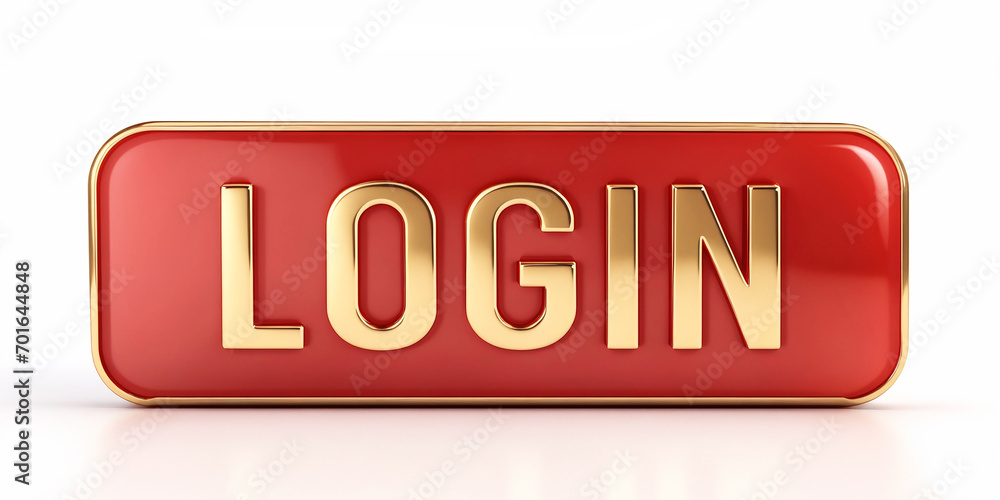 3d rendering illustration of glossy shinny red button with word text login on white background 3d rendering illustration of glossy shinny red button with word text login on white background