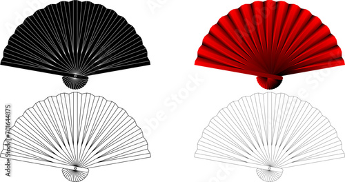 outline silhouette Folding fan icon set