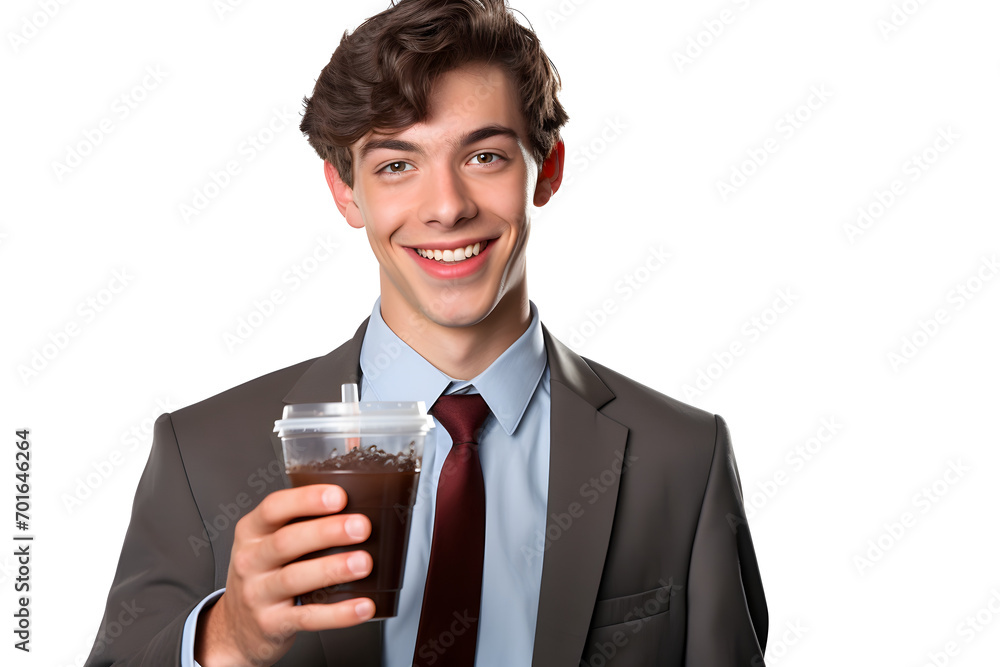 Portrait of a handsome young businessman holding a cup of coffee isolated on white background Portrait of a handsome young businessman holding a cup of coffee isolated on white background