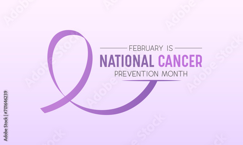National cancer prevention month is observed every year in february. February is national cancer awareness month. Vector template for banner, greeting card, poster with background.
