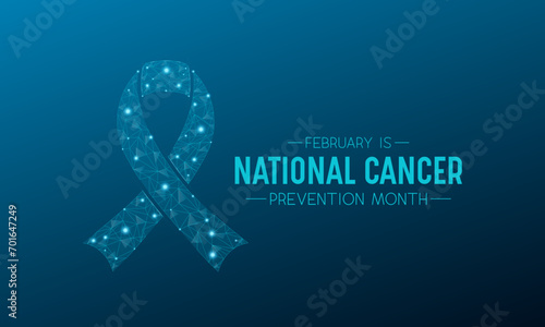 National cancer prevention month is observed every year in february. February is national cancer awareness month. Vector template for banner, greeting card, poster with background.
