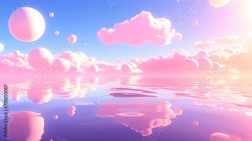 Romantic pink clouds, Valentine's Day atmosphere concept illustration background