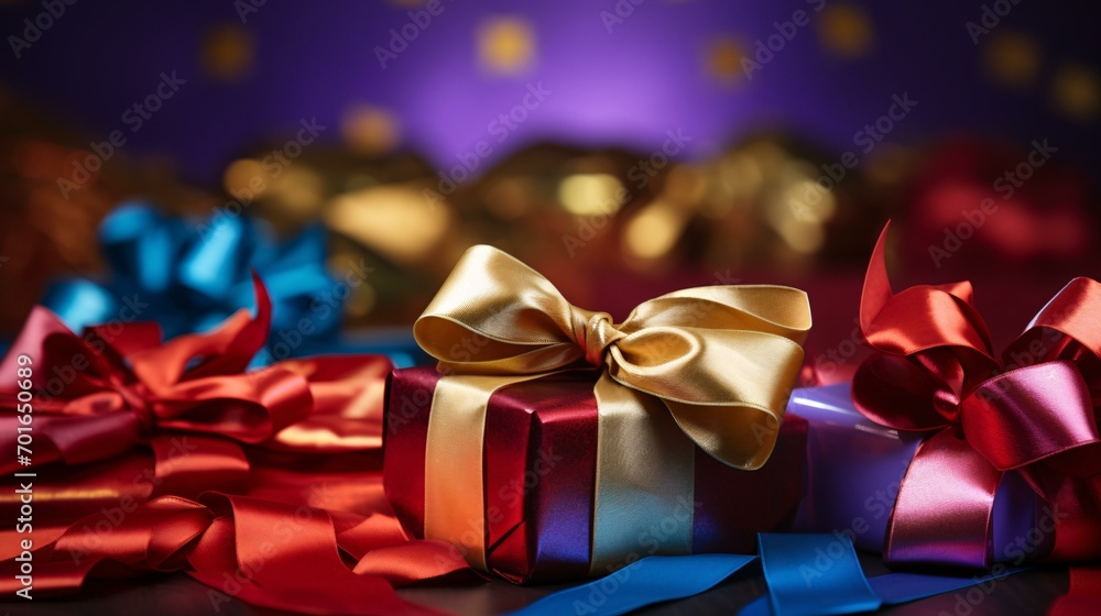 Gift box with ribbon close-up, Valentine's Day surprise scene concept illustration Gift box with ribbon close-up, Valentine's Day surprise scene concept illustration