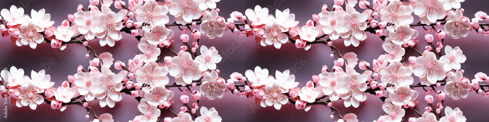 traditional oriental Japanese seamless pattern with sakura blossoms blooming on branches on pink background