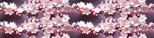 traditional oriental Japanese seamless pattern with sakura blossoms blooming on branches on pink background