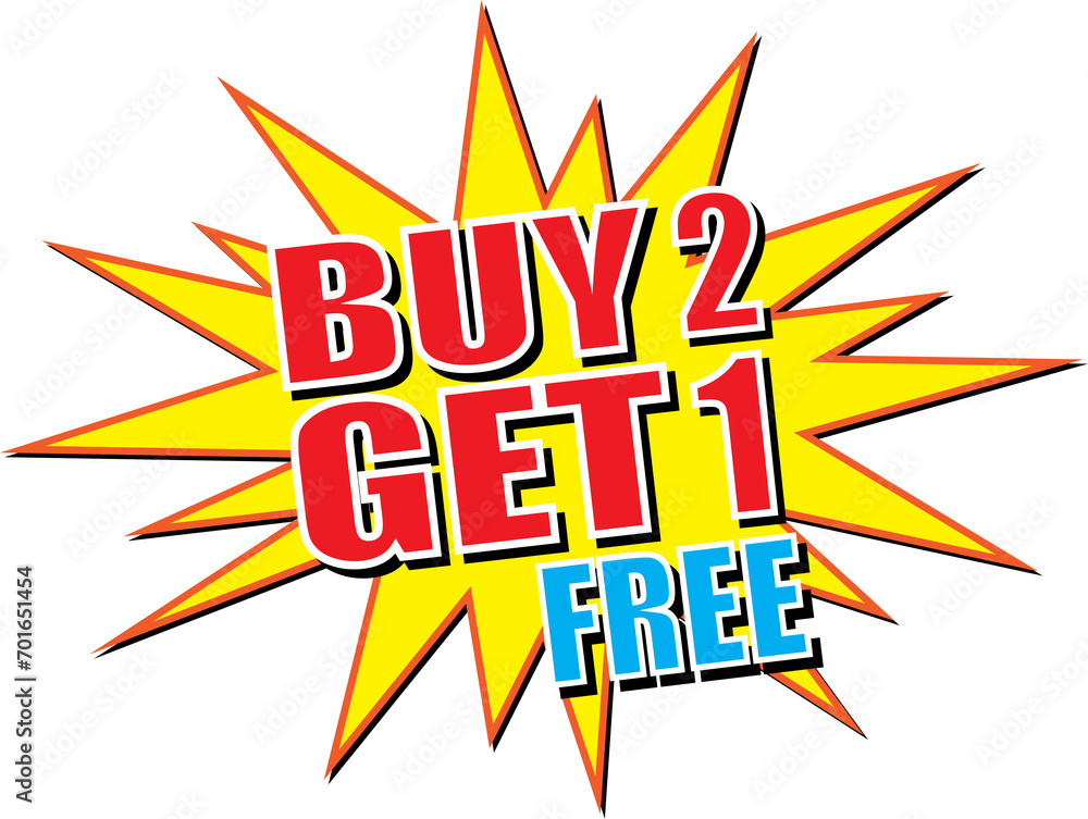 Buy two get one free label design