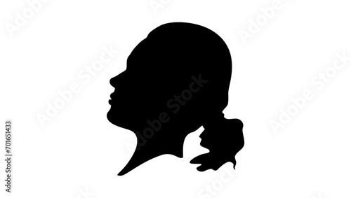 Young beautiful chinese woman, black isolated silhouette