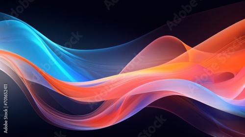 Abstract multicolored dynamic wave and lines motion design on dark background. Generate AI image