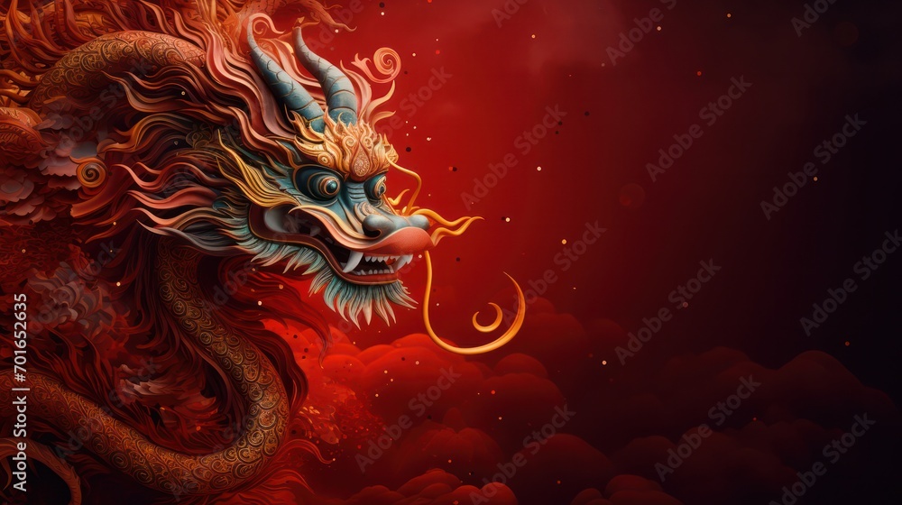 Chinese Dragon Design for Chinese New Year Greeting Card