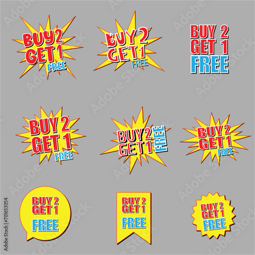 Buy two get one free label designs
