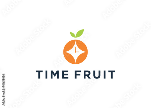 Fruit orange and story time logo design vector illustration