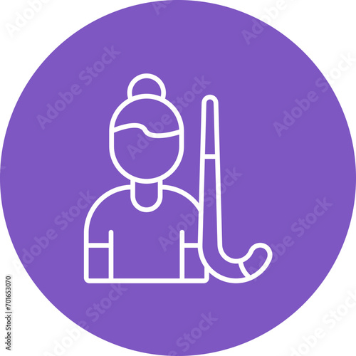 Field Hockey Player Female Line Icon
