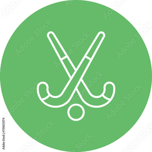 Field Hockey Stick and Ball Line Icon