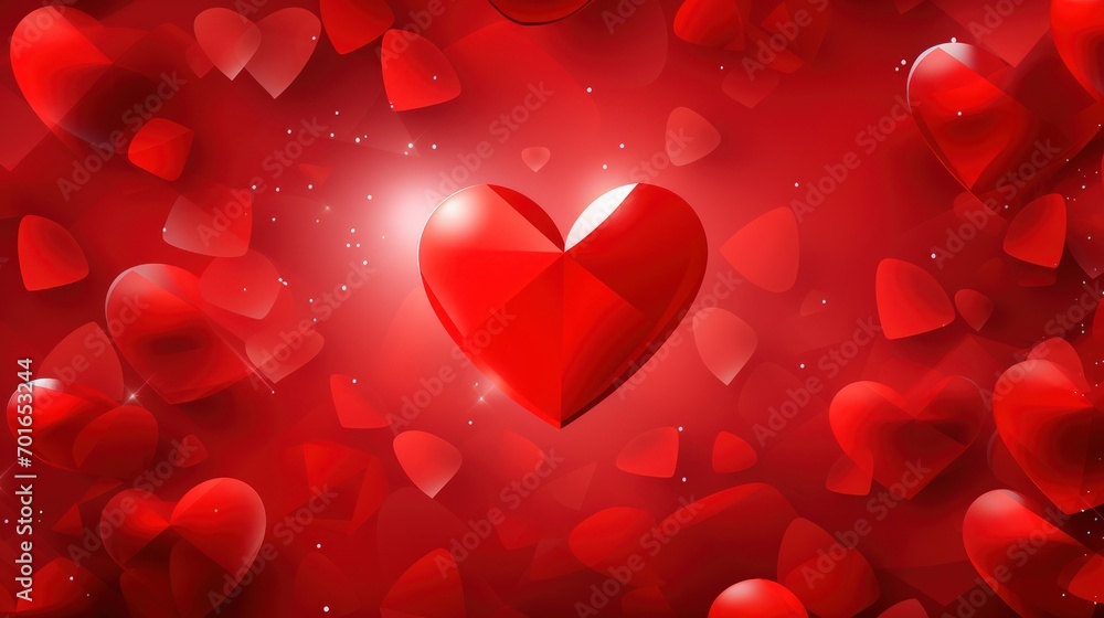 Valentine's day background with rendering glossy 3d heart shape on pink background. Generate AI