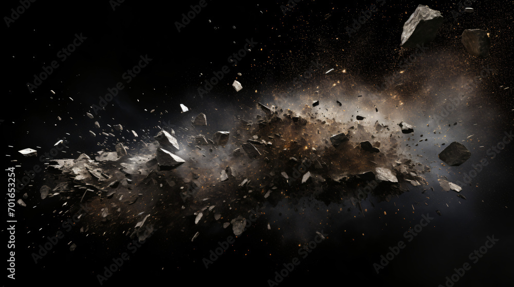 Artificial Intelligence rendered debris with dust - obrazy, fototapety, plakaty 