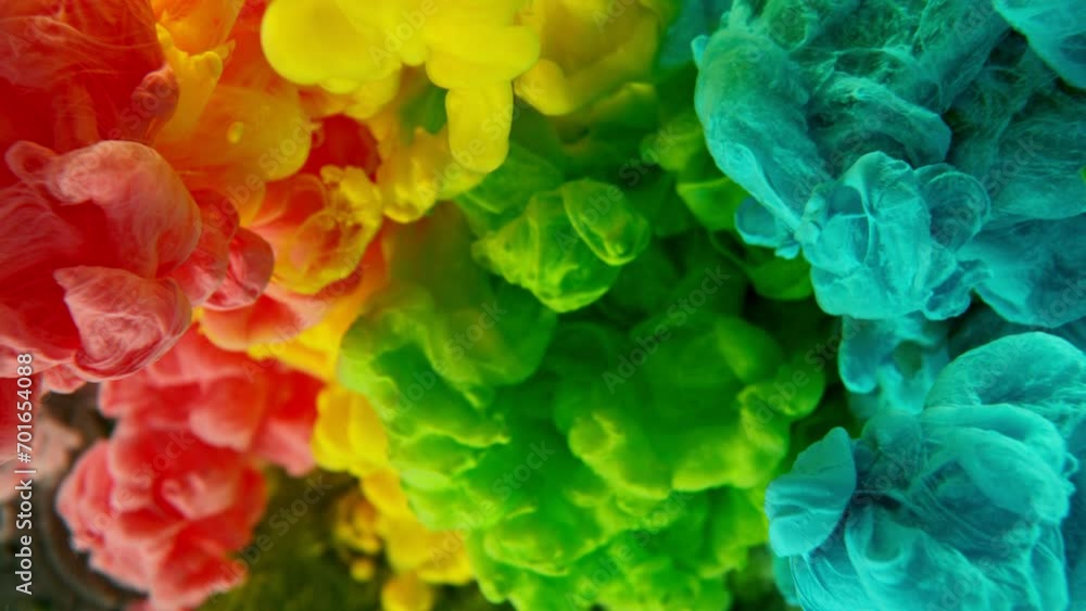 Super Slow Motion of Colored Paints Mixing in Water. Isolated on Black Background. Filmed on High Speed Cinema Camera, 1000fps. Super Slow Motion of Colored Paints Mixing in Water. Isolated on Black Background. Filmed on High Speed Cinema Camera, 1000fps.