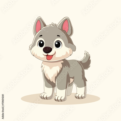 Joyful wolf cub cartoon character