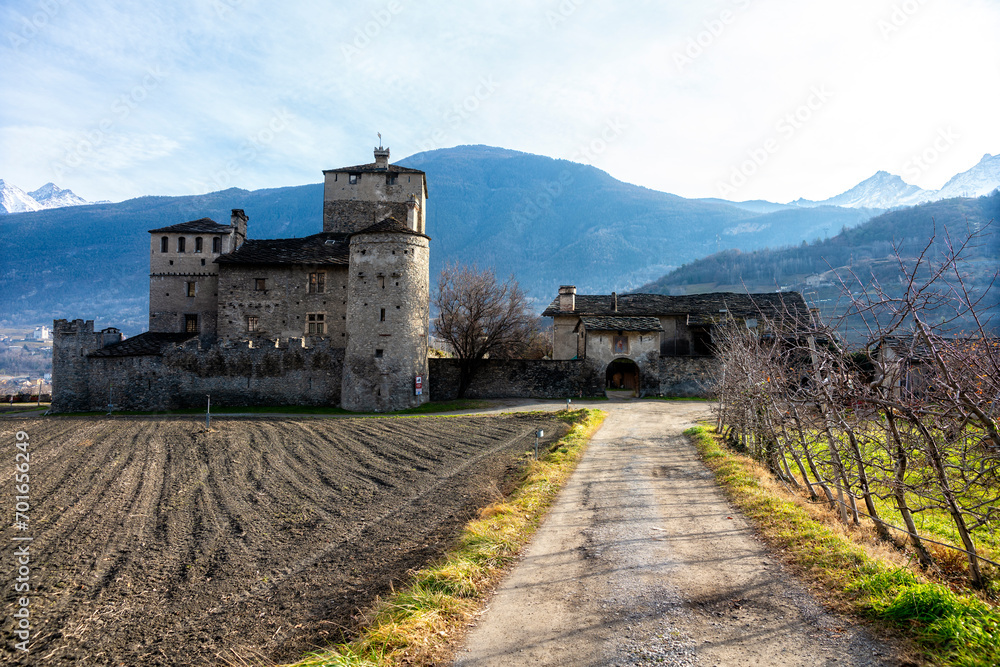 Castle of Sarriod de La Tour Aosta Valley front view