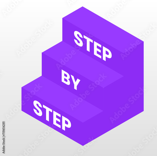 Illustration vector graphic of isometric stair step by step.