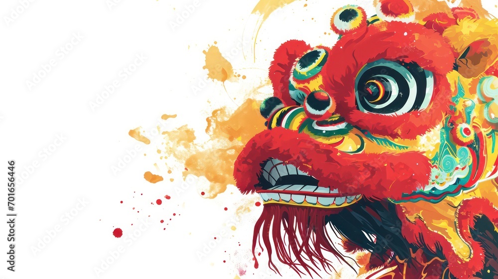 Fototapeta premium Chinese Lion Dance Card Design