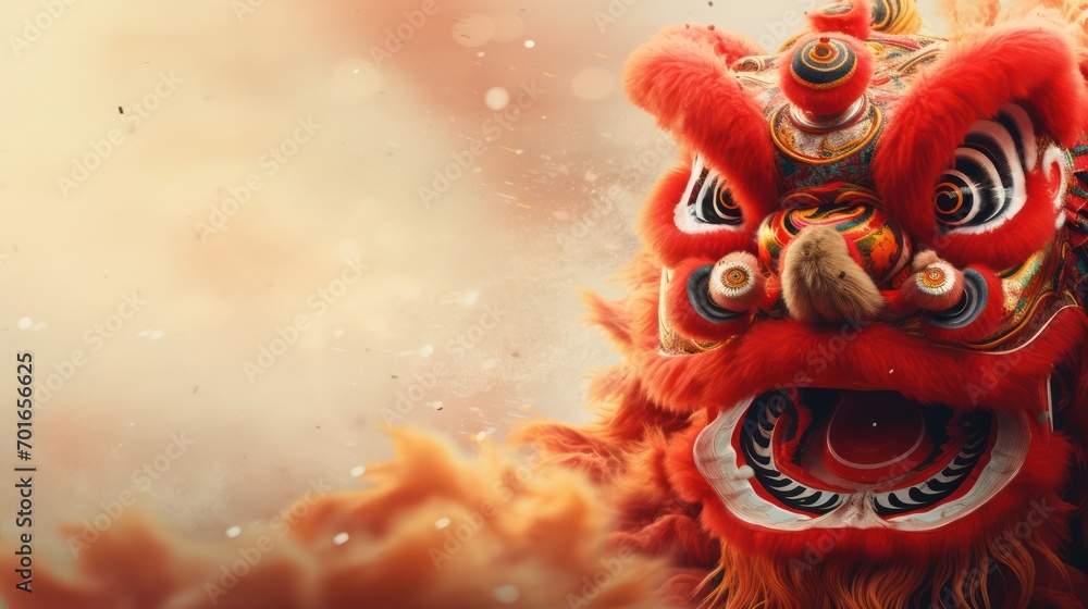 Fototapeta premium Chinese Lion Dance Card Design